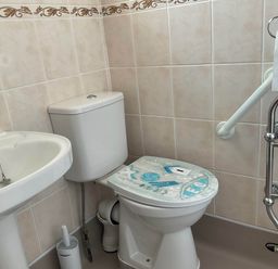 A bathroom with a sink and toilet at Bungalow Sleeps 2 Parking Newquay