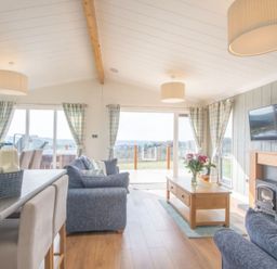 A living room with a sofa and a coffee table at 2 Bedroom Sleeps 4 Lodge Smart Tv Hot tub Dogs Ok near Lochwinnoch