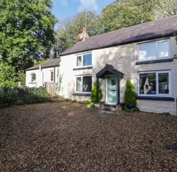 A house with a gravel area and trees at Ty'r Wennol in Fishguard