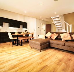 A living room with a dining area and kitchen at Newly Refurbished Cottage, sleeping 4 and Central Berwick-Upon-Tweed