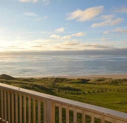 An outdoor view of ocean and beach at Perran Sands Holiday Park - 621 Chy-an-Mor Perranporth