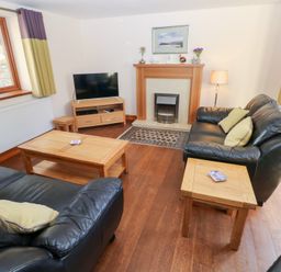A living room with a television and fireplace at Bwthyn Trecoed, St. Clears near Carmarthen