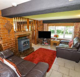 A living room with a television and a fireplace at Severn Bank Lodge in Astley Burf near Stourport-on-Severn