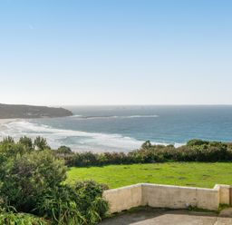 View of the ocean and beach from a property at Carn Eve Sennen Cove near St Just