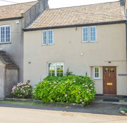 The exterior of a beige house with a tiled roof and brown door with plants in front at Glebe House in Wells