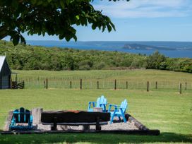 An outdoor area with chairs and a fire pit at Pukawa Country Lodge - Pukawa Bay
