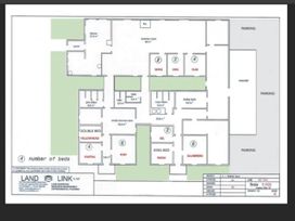 A floor plan showing rooms and layout at Taylor Lodge Adventure Base - Erua Holiday Home National Park