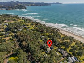 An aerial view of houses and beach at 