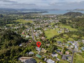 Aerial view of houses and landscape at Coromandel
