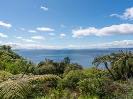 A scenic view of water and greenery at Fern View - Pukawa Bay