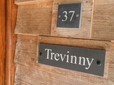 A wooden door with number 37 and a nameplate reading Trevinny at Trevinny Lodge No 37 Davidstow near Boscastle