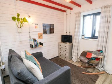 A living room with a sofa and television at Grain Store near Narberth