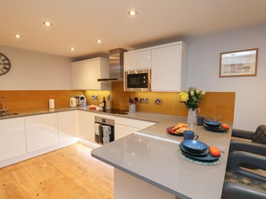 A kitchen with a countertop and appliances at Premier, Transit &amp; Lady Hilda @ Engine Shed, Whitby
