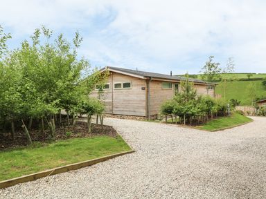 A wooden single-story building with small trees and gravel driveway at 3 Valley View in Lanreath