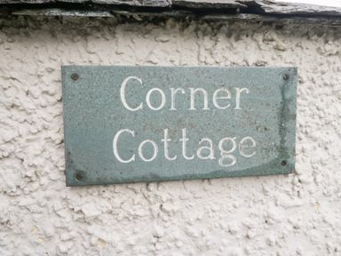 A sign reading 'Corner Cottage' at Corner Cottage in Troutbeck