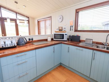 A kitchen with appliances and a sink at Thie Loghey in Hawkshead