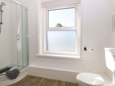 A bathroom with shower and toilet at Sunnymeade in Buxton, Norfolk