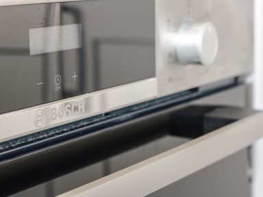 Close up of a Bosch oven control panel with digital display and dial at 4 Parc Delfryn Brynteg near Benllech
