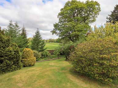 A garden with grass trees and shrubs at Greenstyles in Bowness-On-Windermere