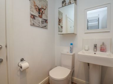 A bathroom with a toilet and sink at Buck Place The Bay - Filey