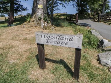 Sign for Woodland Escape at Rhayader