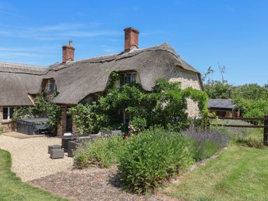 A house with a thatched roof and garden at Garden View in Wellington