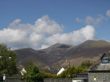 A view of mountains and houses at Walkers Retreat in Keswick