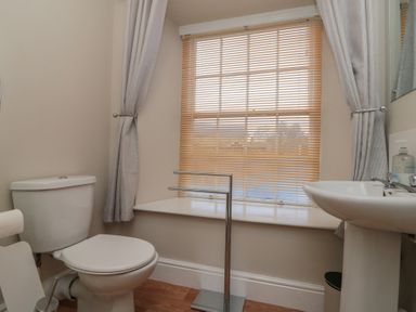 A bathroom with a toilet and sink at Beck View