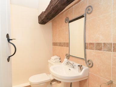 A bathroom with a sink and toilet at Butlers Cottage in Burford