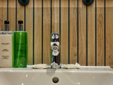 A sink with toiletries at Riverside Park 5 in Keswick