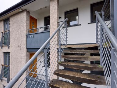 Stairs leading to an entrance at Riverside Park 5 Keswick