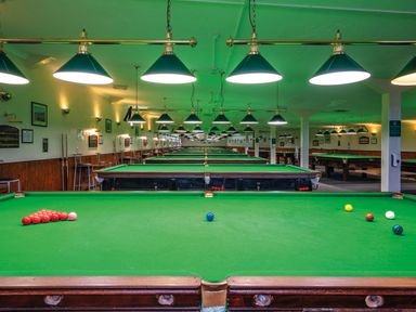 A room with multiple snooker tables and overhead lights at Ridge's Retreat No 7 Kigbeare Lodges Ashbury Resort near Fowley Cross Sourton Down and Okehampton