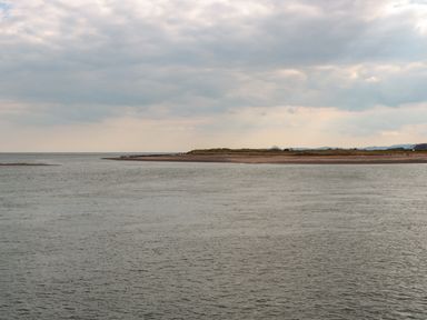 A large body of water with a sandy shoreline and cloudy sky at Apartment 9 in Exmouth