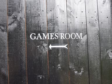 A sign indicating the Games Room at Yew Tree Farm Barn and Stable Framlingham