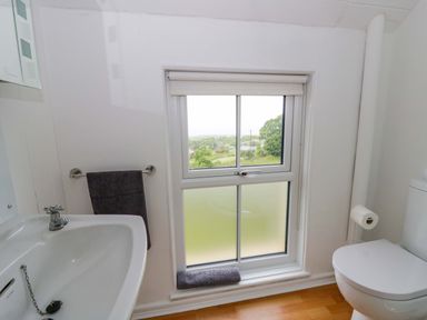 A bathroom with a sink and toilet at Ceunant near Newport