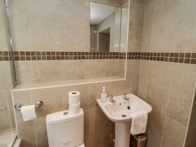 A bathroom with a toilet and hand basin at Heather Cottages - Plover in Bamburgh