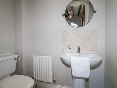 A bathroom with a sink and toilet at Goldfinch in Lucker
