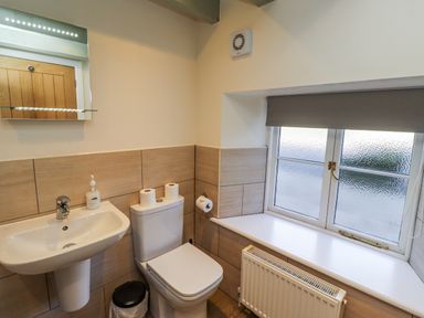 A bathroom with a sink and toilet at Millstone Lucker