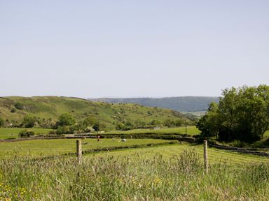 A landscape with hills and fields at Cherry in Ulverston