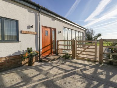Entrance of a house with a wooden door flower pots wooden gate and a window at Bilsham Meadows in Aust