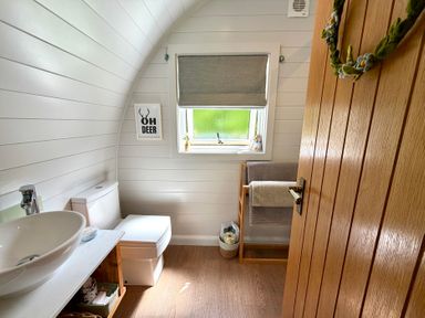 A bathroom with a sink and toilet at Oh Deer Ashbourne