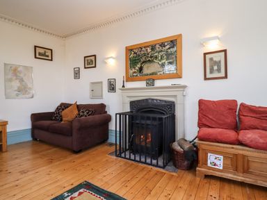 A living room with a fireplace sofa and cushions at Wick Court Farm Arlingham near Frampton On Severn