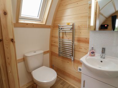 A bathroom with a toilet sink and heated towel rail at Mischief Little Kelk near Bridlington