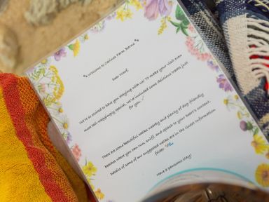 A welcome letter at Carines Farm Barns - Cubert