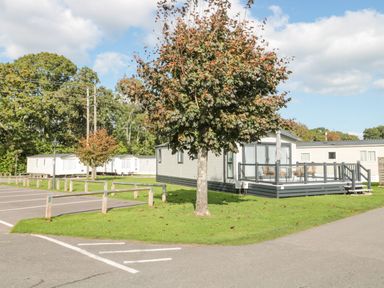 A mobile home park with trees and parked caravans at The Olive Lodge 227 Sycamore in New Milton