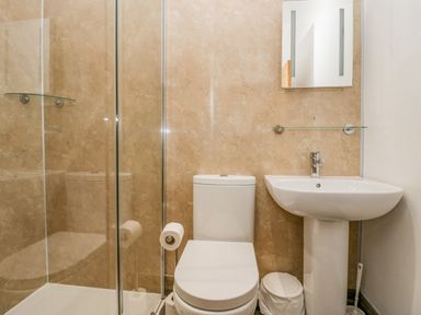 A bathroom with a toilet sink shower and mirror at The Hidden Place in Watermillock near Pooley Bridge