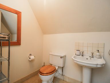 A bathroom with a toilet and sink at The Old Hall in Tetbury