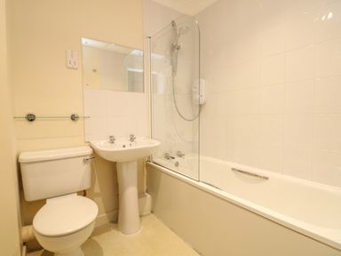 A bathroom with a toilet sink and bathtub with shower at Manuka in Falmouth