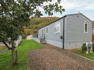 A mobile home with a gravel driveway a tree and grass at 95 Hafan Taffy in Gilfachrheda near Llanarth