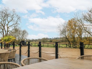 Outdoor seating area with a view at Otter's View South Luffenham near Edith Weston